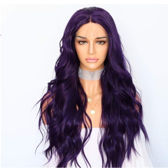 Violet Dark Purple Lace Front Synthetic Wig
